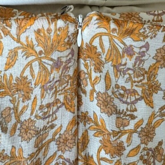 Free People Floral Maxi Skirt – Cream & Tan Boho Print, Size 6 - Picture 4 of 5